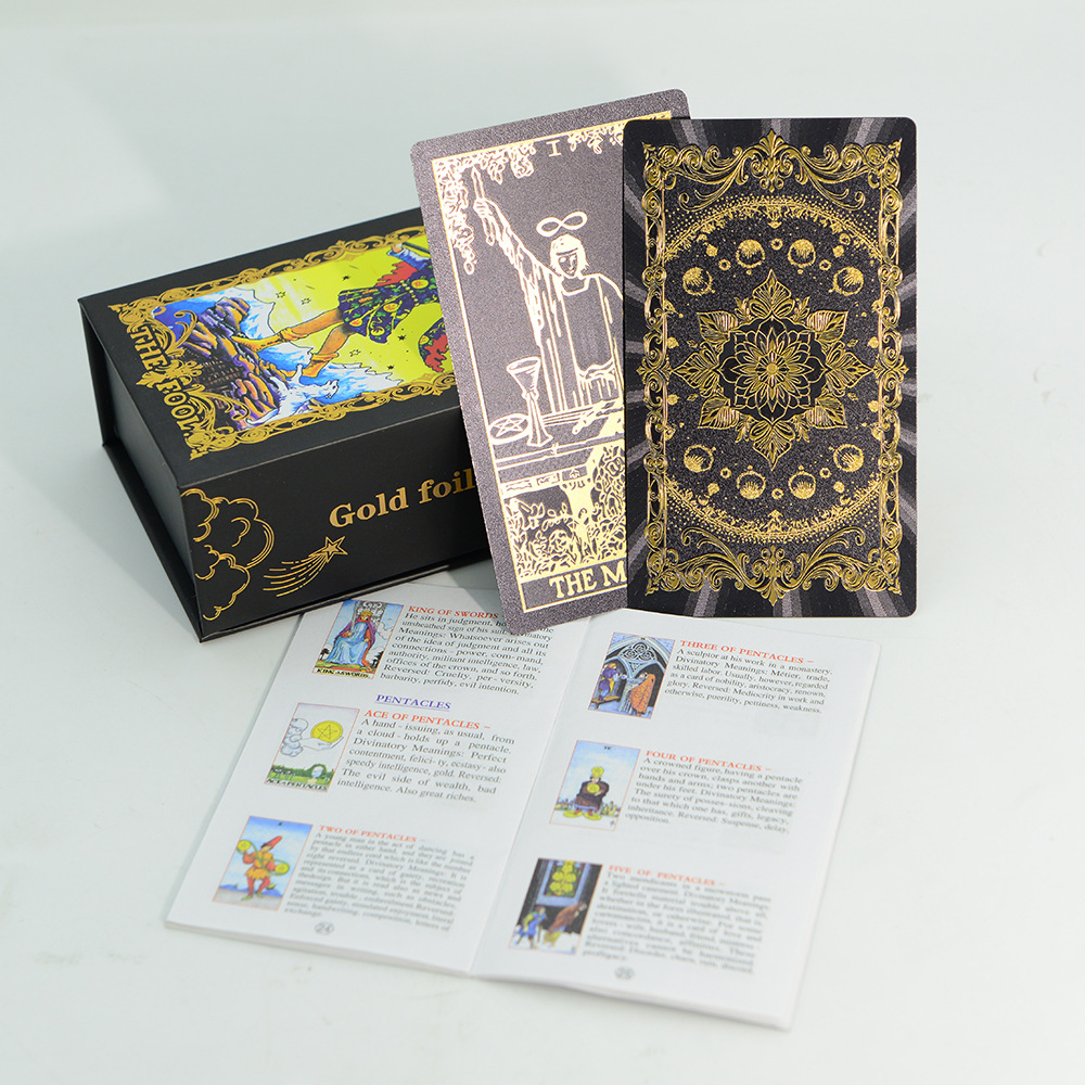 Board Game Book - 12*7cm Gold Foil Tarot Cards with