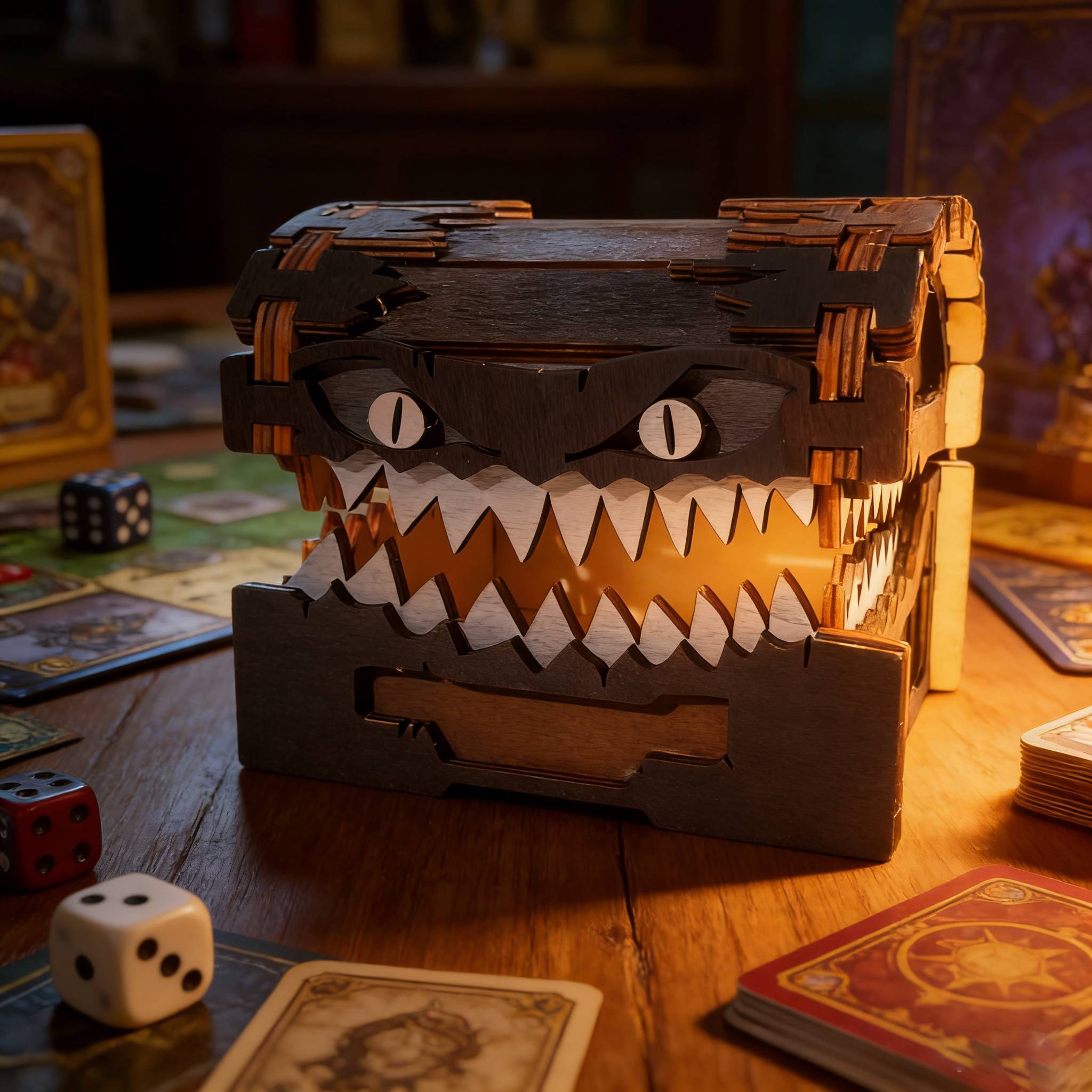 Dice Tower Wooden - Wooden Dice Box Decor Monster Teeth