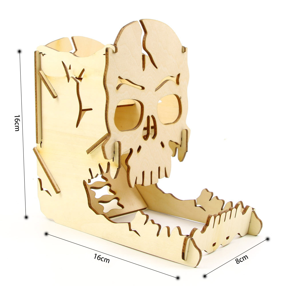Dice Tower Wooden - Skull Dice Tower Handicraft Wood Carving