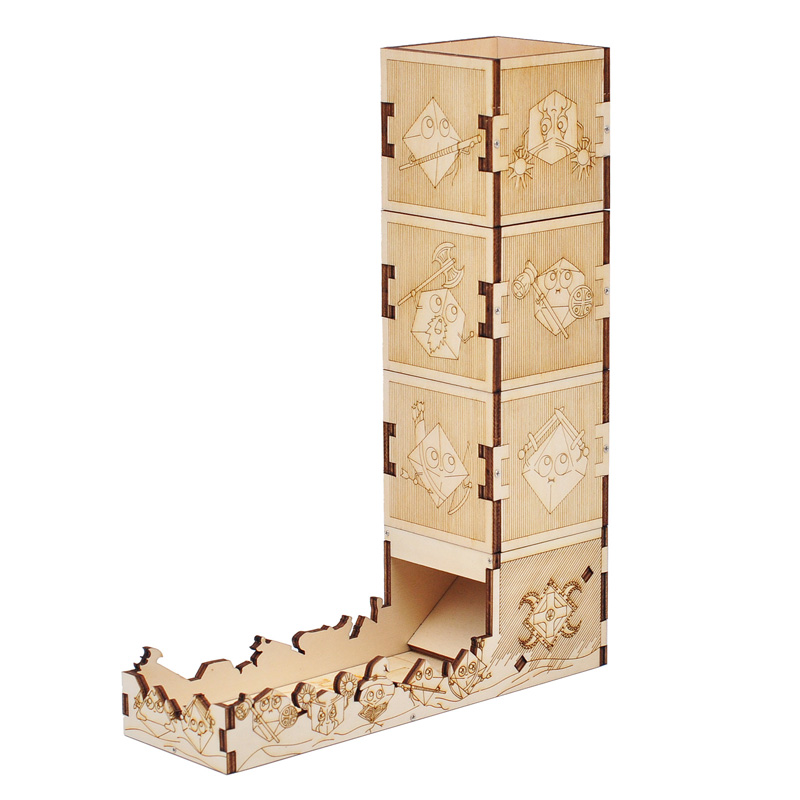 Dice Tower Wooden - Modular Dice Tower Wood Laser Etched