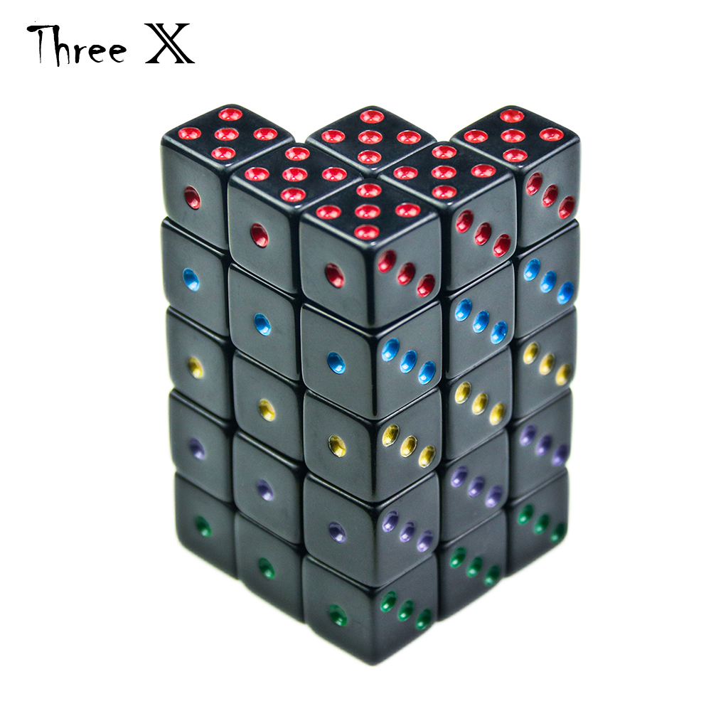 Board Game Dots - Black 6-Sided Games Dice Set, 16