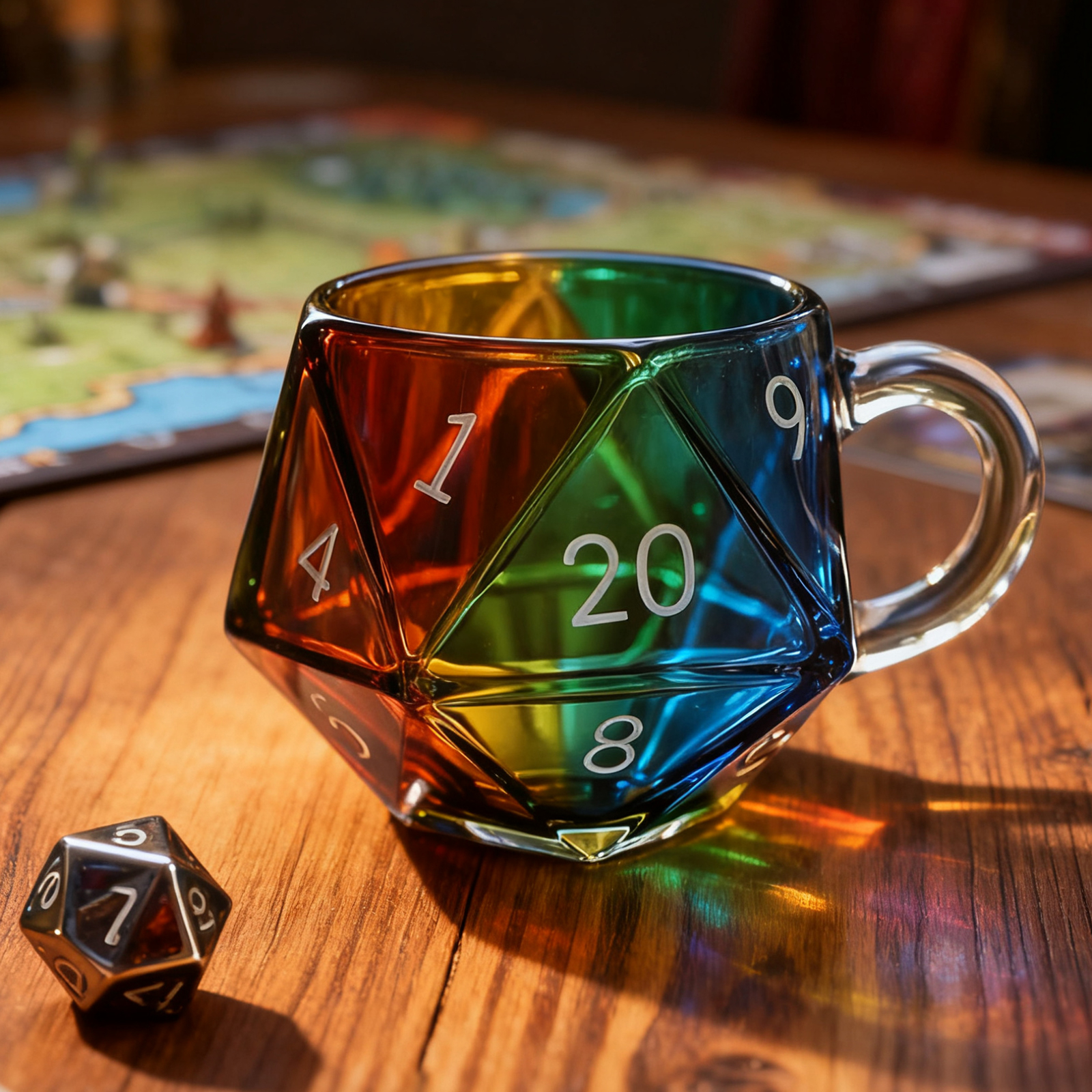 Board Game Enthusiast - Rainbow D20 Dice Mug with Handle