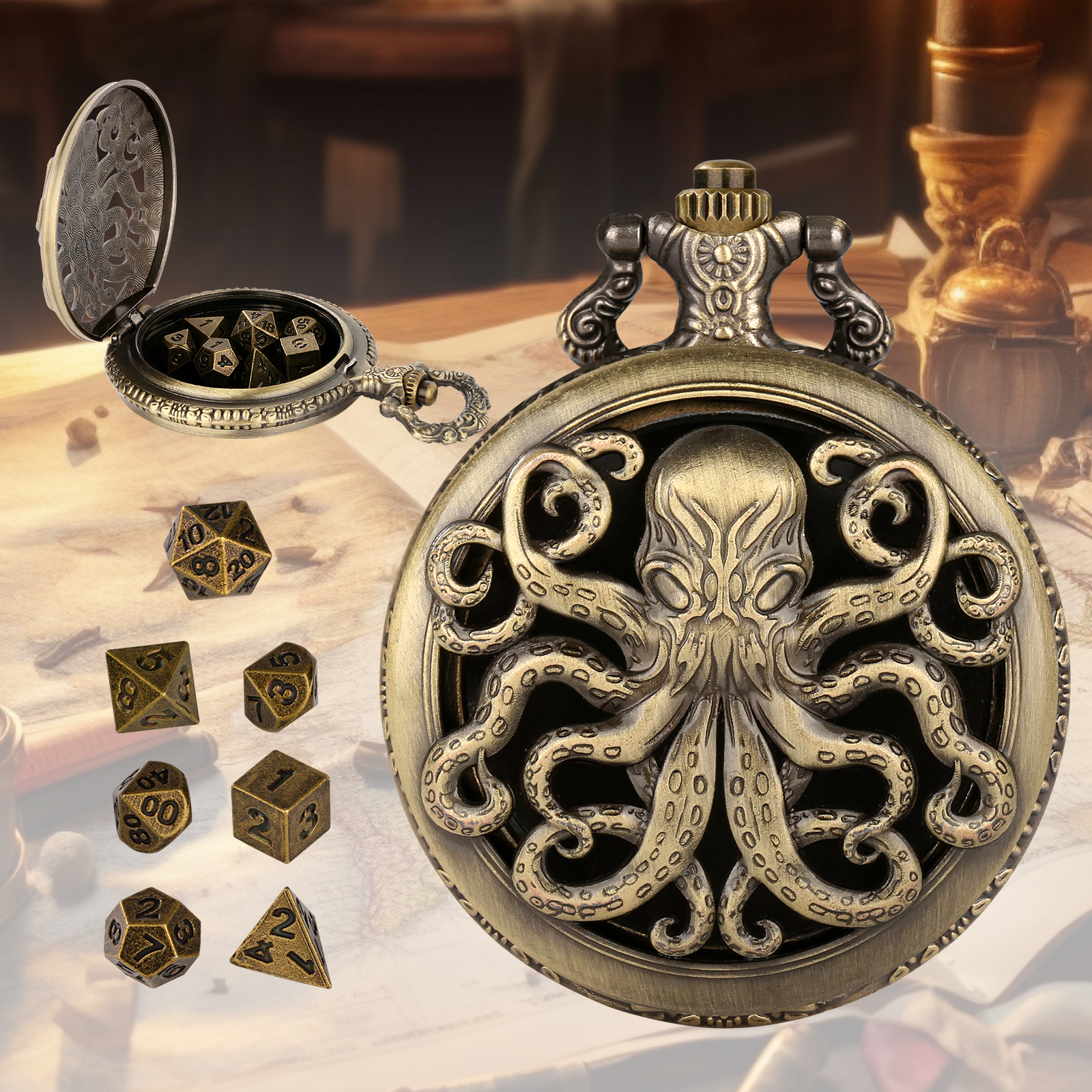Board Game Roleplay - 1pcs Octopus Pocket Watch Case Dice