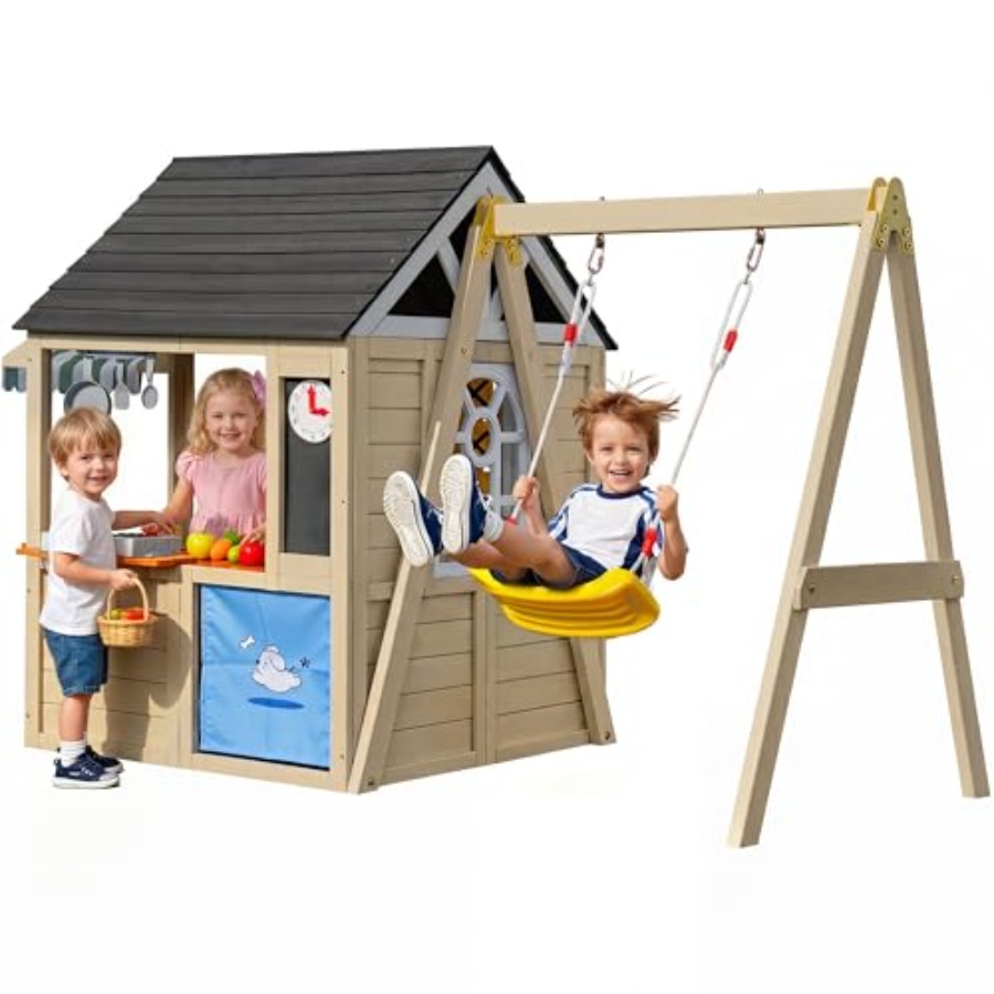 Wooden Playhouse with Swing Se - огляд і ціна Board Game Room