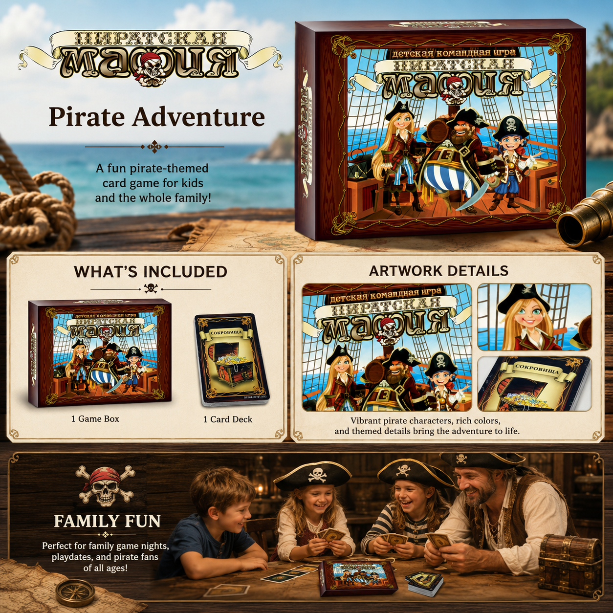 Pirate Mafia Kids Team Card Bo - огляд і ціна Board Game Roleplay