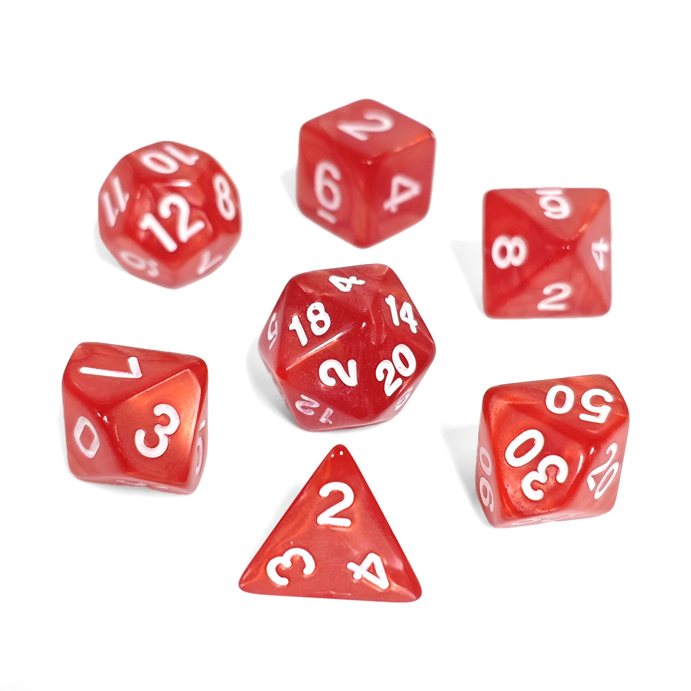 Red Pearl Swirl Acrylic Dice S - огляд і ціна Board Game Roleplay
