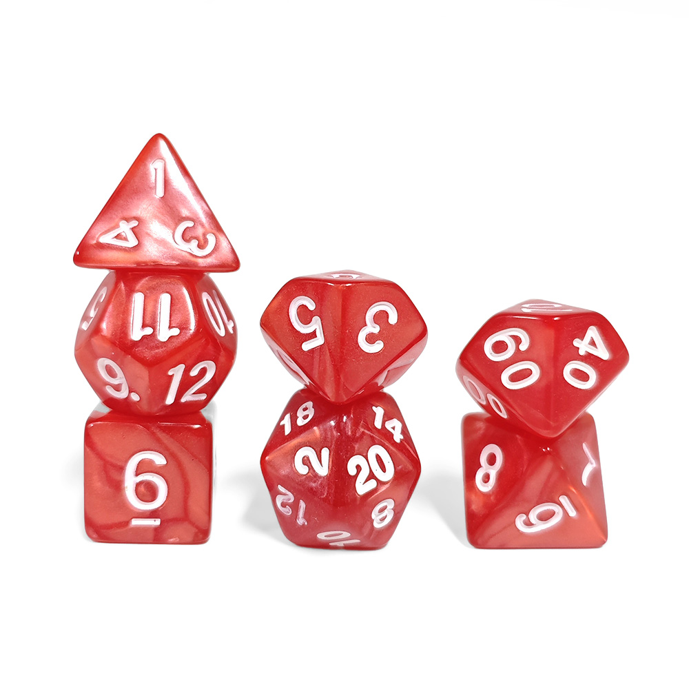 Red Pearl Swirl Acrylic Dice S - огляд і ціна Board Game Roleplay