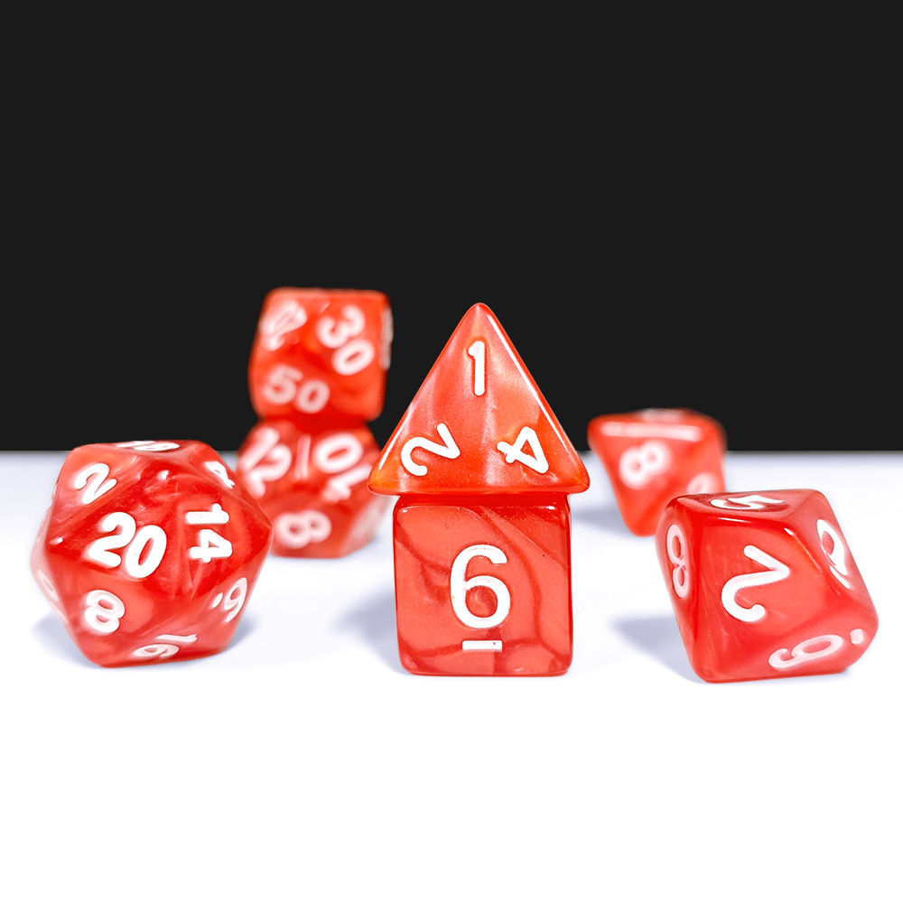 Red Pearl Swirl Acrylic Dice S - огляд і ціна Board Game Roleplay