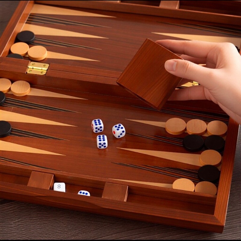 Solid Wood Backgammon 11-19 In - огляд і ціна Board Game Book