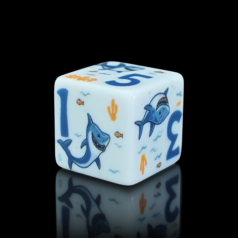 Popular 12PCS Printed Shark D6 - огляд і ціна Board Game Roleplay