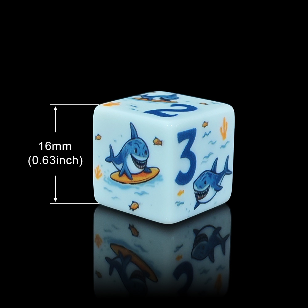 Popular 12PCS Printed Shark D6 - огляд і ціна Board Game Roleplay