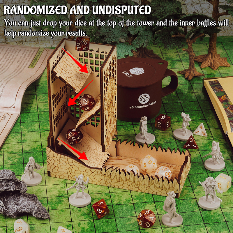 D&D Dice Tower with Tray Wood  - огляд і ціна Dice Tower Wooden