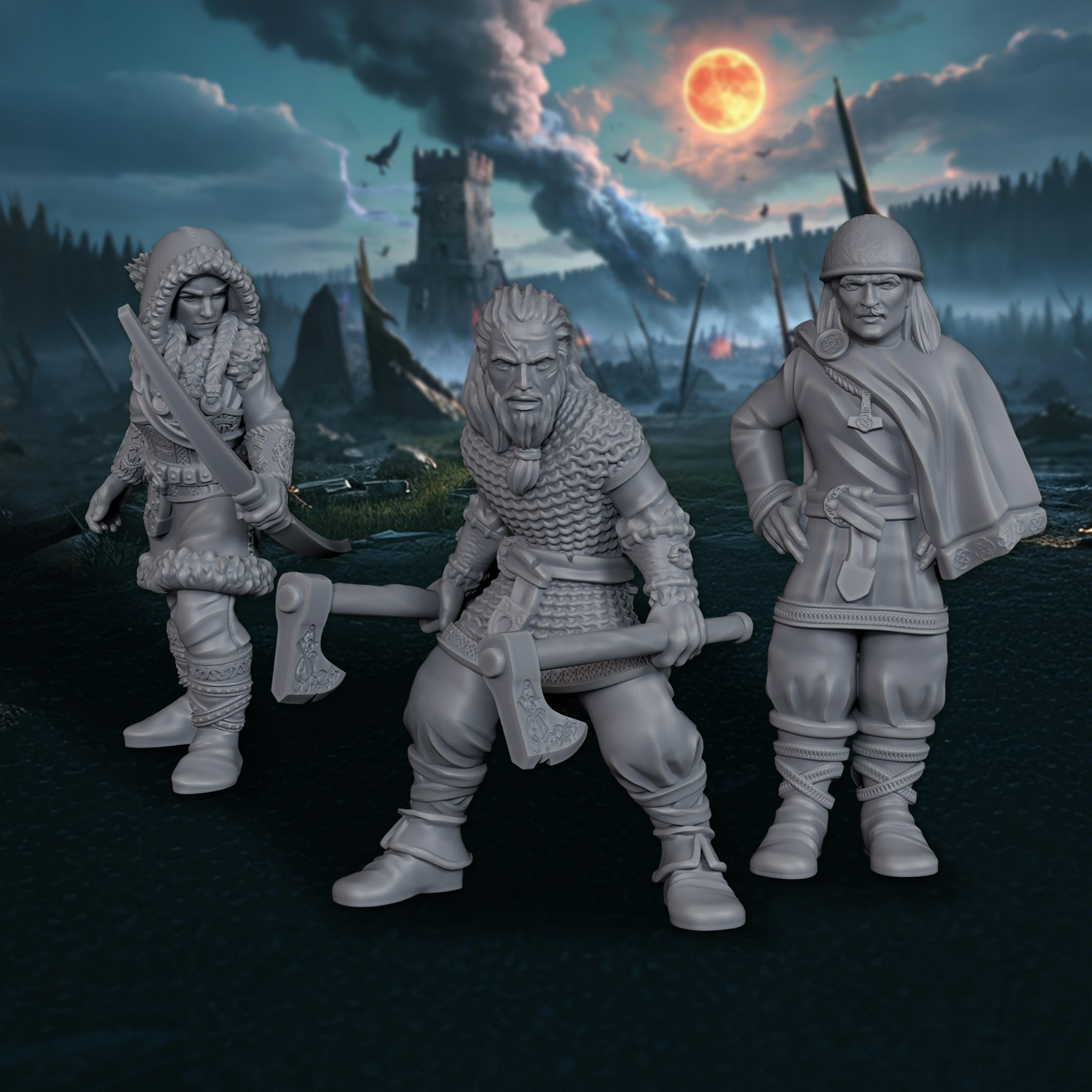 3Pcs Warrior RPG Miniature - N - огляд і ціна Board Game Roleplay