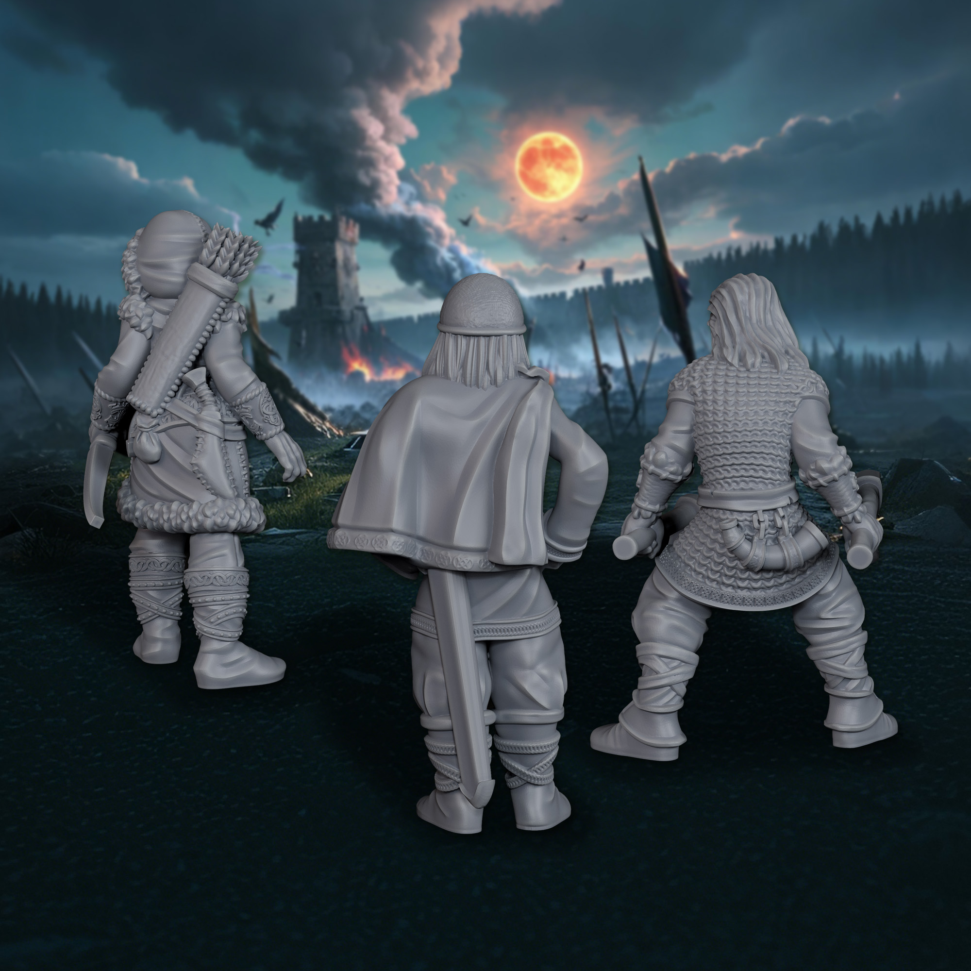 3Pcs Warrior RPG Miniature - N - огляд і ціна Board Game Roleplay